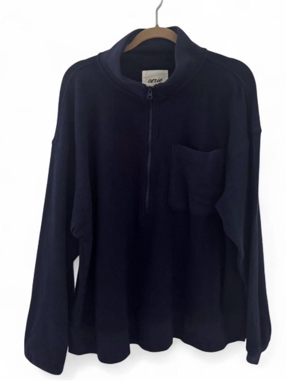 Aerie Women Navy Half-Zip Pullover Sweater